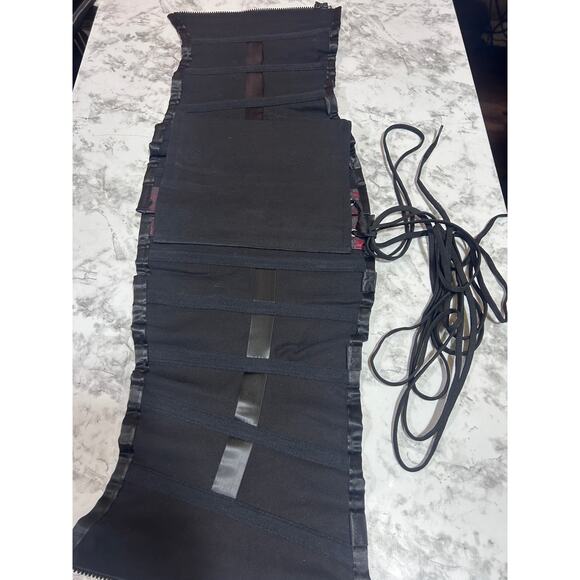 Goth Coquette Bustier Lace Up Corset 32 Blk Red Steampunk Victorian Style Witchy - Picture 10 of 10